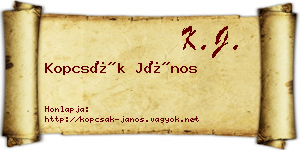 Kopcsák János névjegykártya
